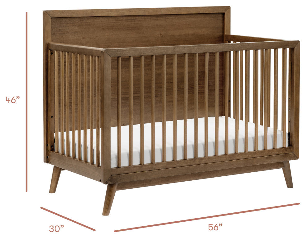 Palma 4-in-1 Convertible Crib With Toddler Bed Conversion Kit, Natural Walnut