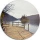 Plitvice Lakes Wooden Bridge, Landscape Photo Round Metal Wall Art, 36"