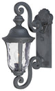 1-Light Wall Mount, Black With Mouth Blown Clear Hammered Glass