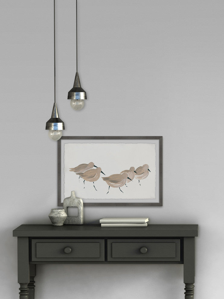 "Little Brown Birds" Framed Painting Print, 18"x12"