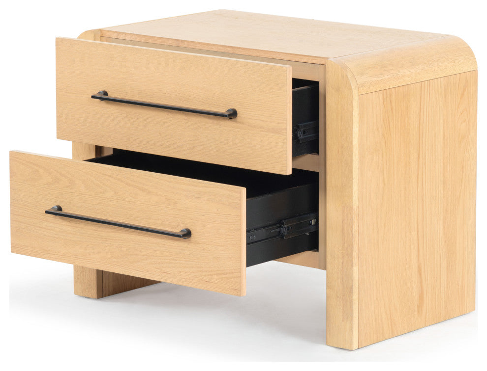 Safavieh Couture Katrina 2 Drawer Nightstand, Natural/Black