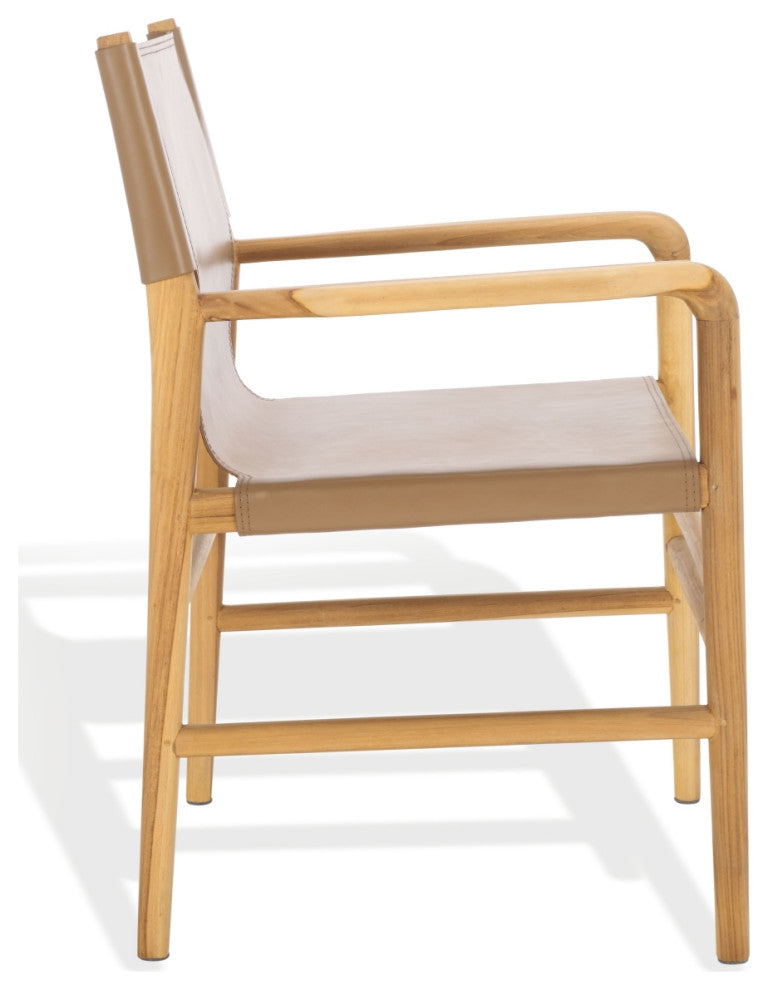 Safavieh Couture Cassaphina Leather Arm Chair, Brown/Natural