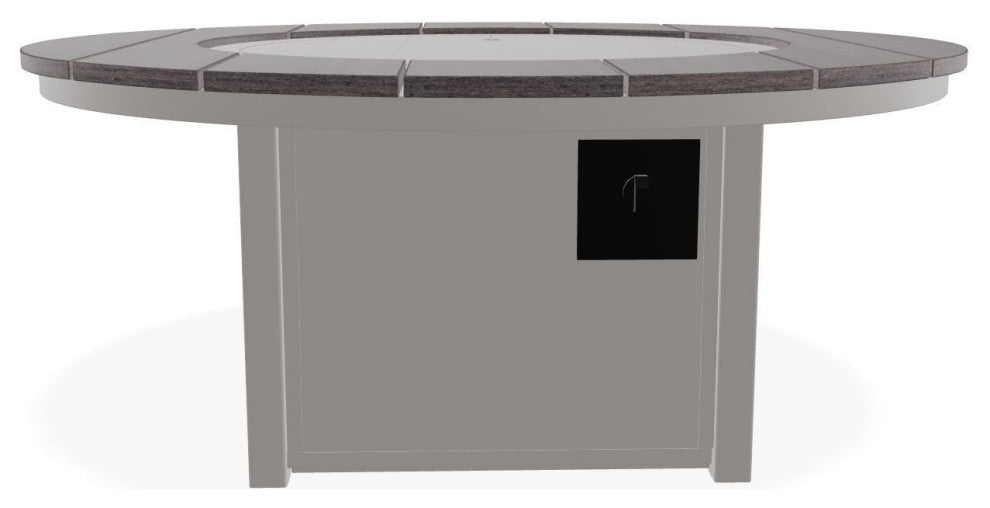 54" Round Marine Grade Fire Table with Propane Shelf, Warm Gray/Boardwalk
