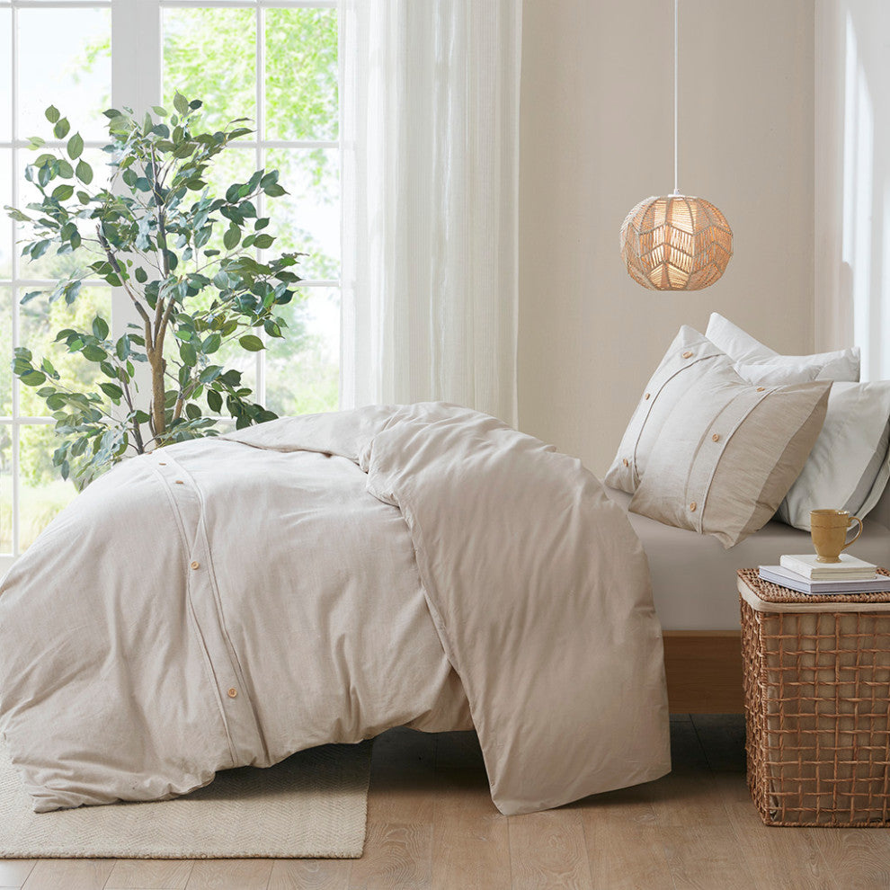 Clean Spaces Dover 3 Piece Organic Cotton Oversized Duvet Cover Set