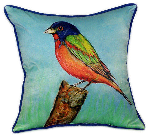 Pair of Betsy Drake Painted Bunting Large Pillows 18 Inch x 18 Inch
