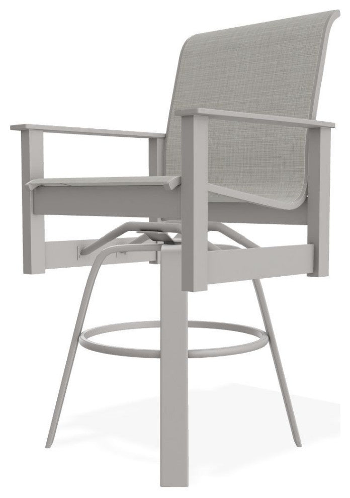 Leeward Sling Bar Height Outdoor Swivel Armchair, Deacon/Warm Gray