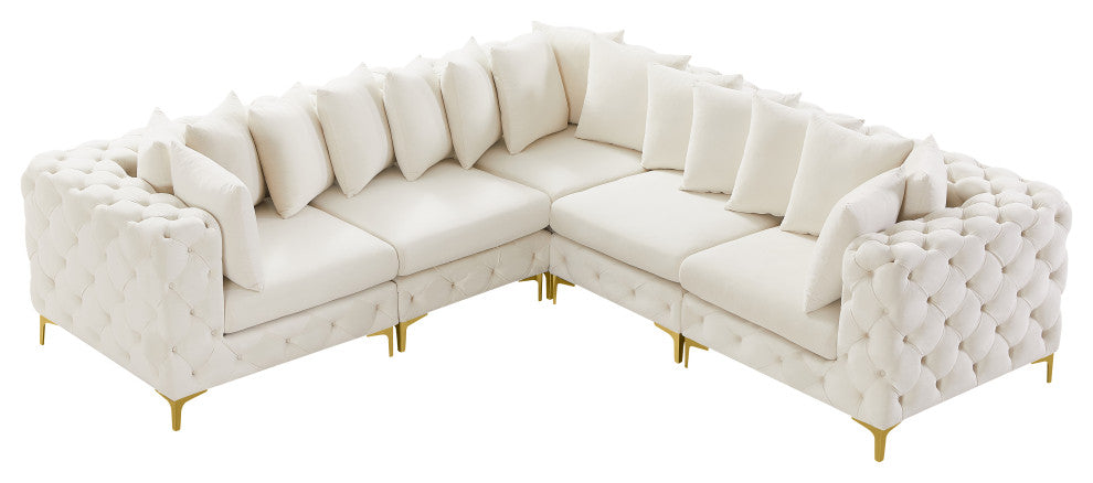Tremblay Modular Sectional, Cream, L-Shaped, 5-Piece: Armless (2), Corner (3)