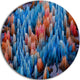 Macro Render Structure Blue Red, Art Round Wall Art, 36"