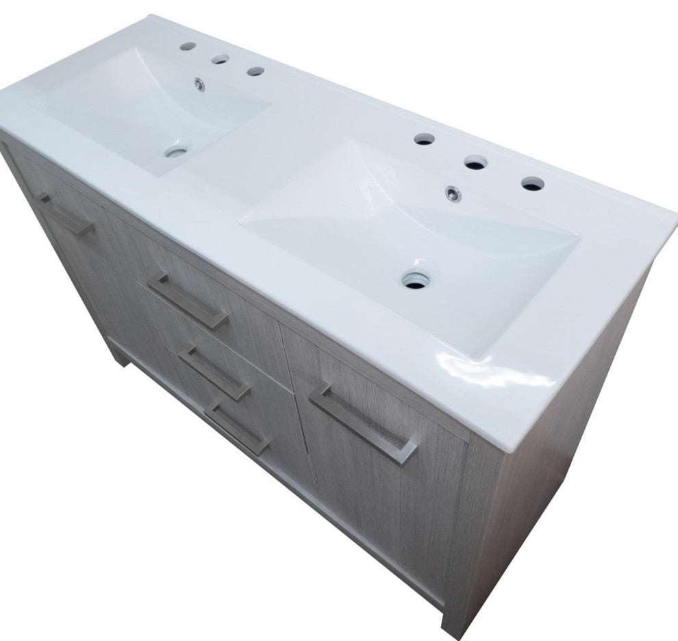 48" Double Sink Vanity With Gray Pine Finish