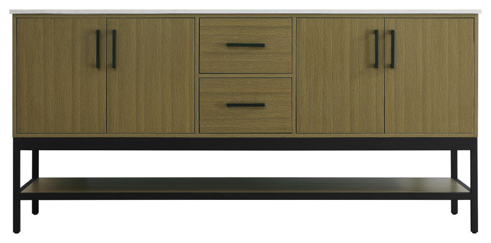 Home Living 72" Double Bathroom Vanity, Chestnut Brown