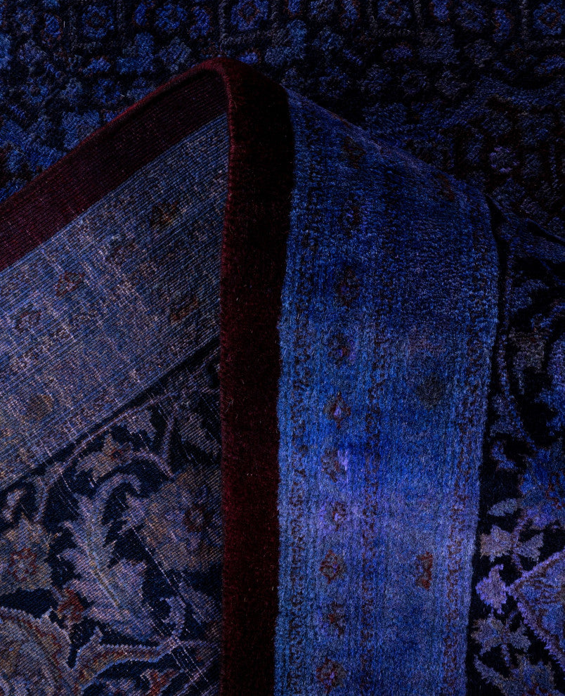 Overdyed One-of-a-Kind Hand-Knotted Area Rug Purple, 9' 1" x 12' 1"