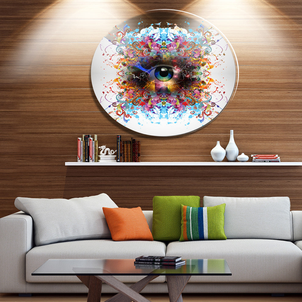 Magic Eye With Flowers, Animal Round Wall Art, 23"