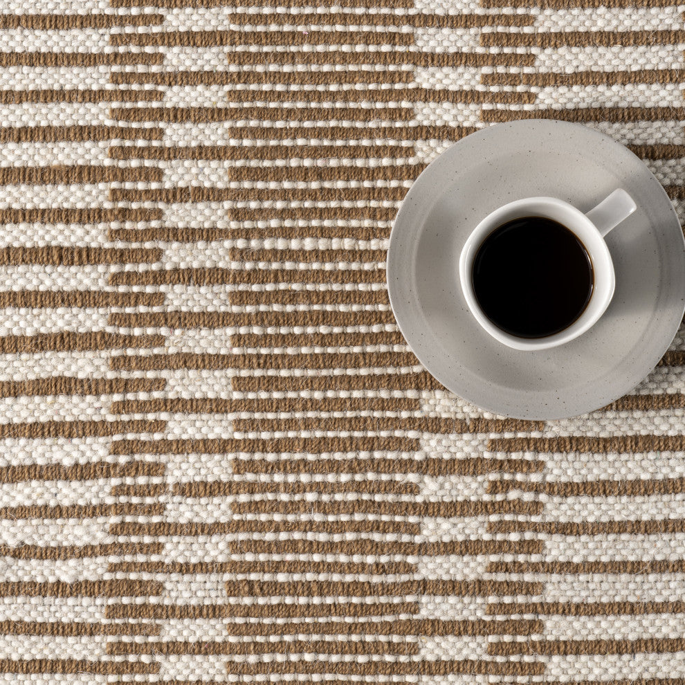 Virgo Striped Reversible Wool Area Rug, Natural 5' x 8'
