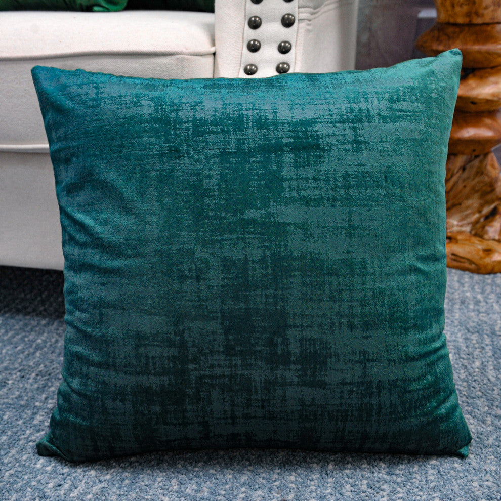 Serenta Textured Velvet Pillow Shell, Set of 4, Deep Teal