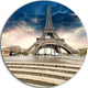 Eiffel Tower With Stairs, Landscape Photo Round Wall Art, 11"