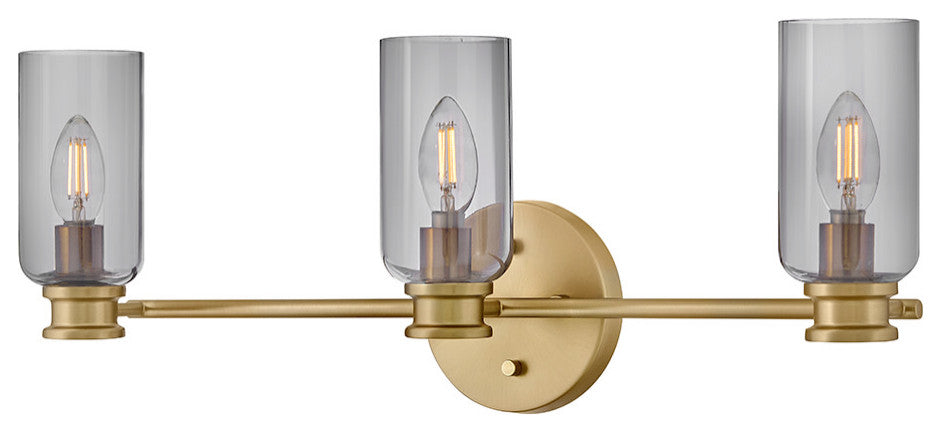 Lark Naomi Medium Three Light Vanity, Lacquered Brass