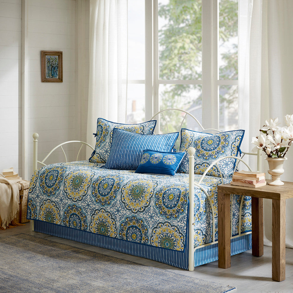 Madison Park Tangiers 6 Piece Reversible Daybed Cover Set, Blue