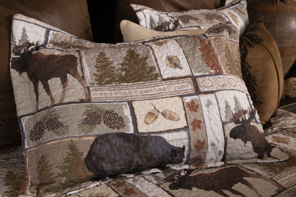 Vintage Lodge Rustic Cabin Quilt Set, Queen