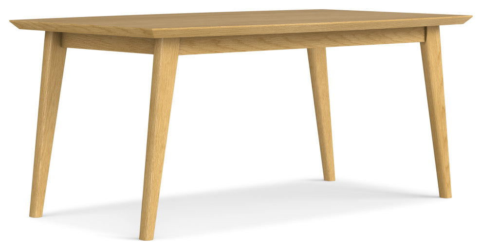 Draper Solid Wood Mid Century Rectangle Dining Table, Oak Veneer