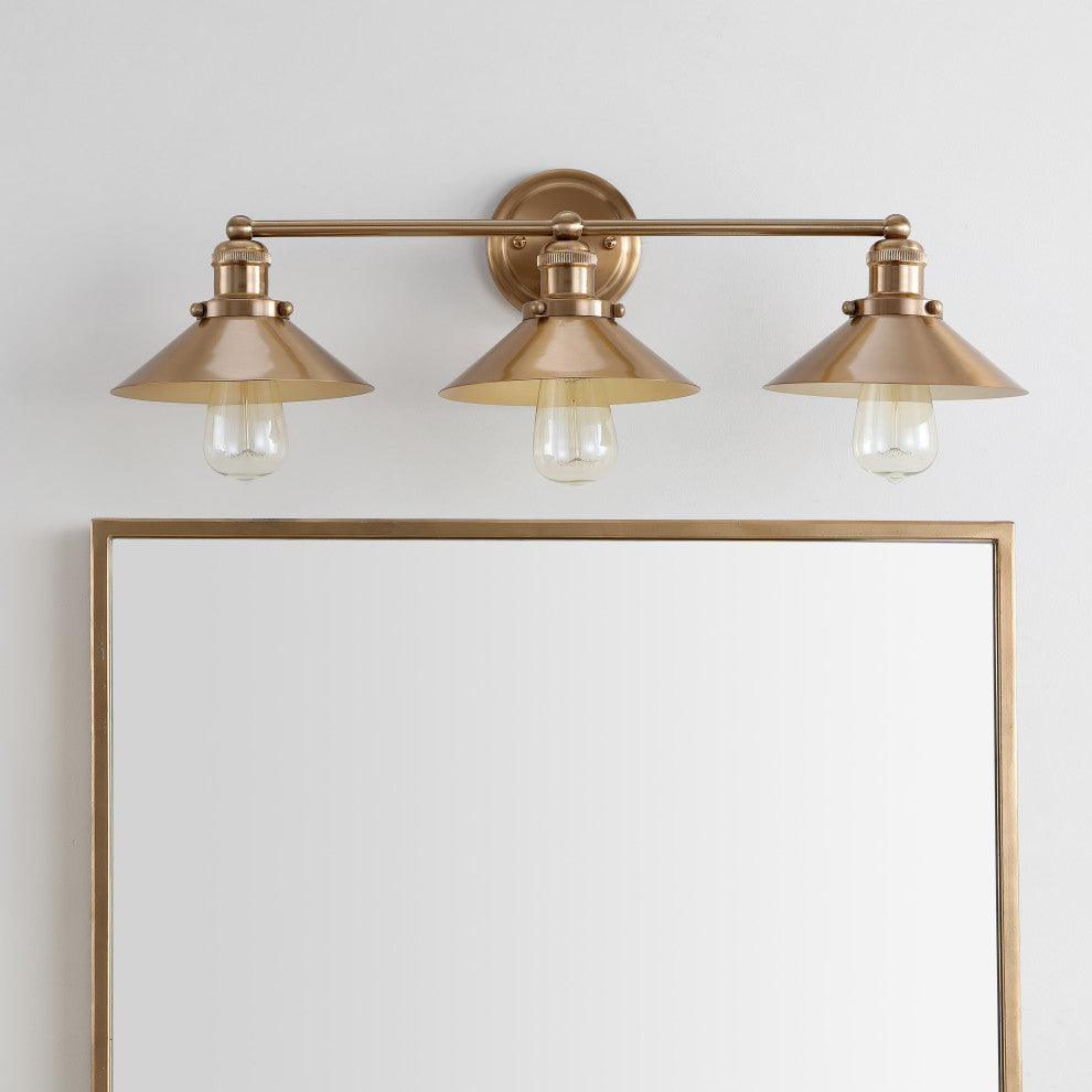 June Metal Shade Sconce, Brass Gold, 3-Light