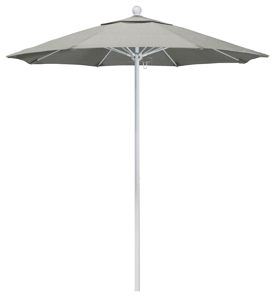 7.5' Fiberglass Umbrella White, Sunbrella, Granite