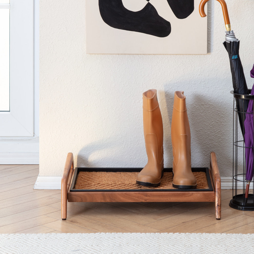 Single-Tier Natural Stand With 2-Pair Rubber Boot Tray Arrowhead