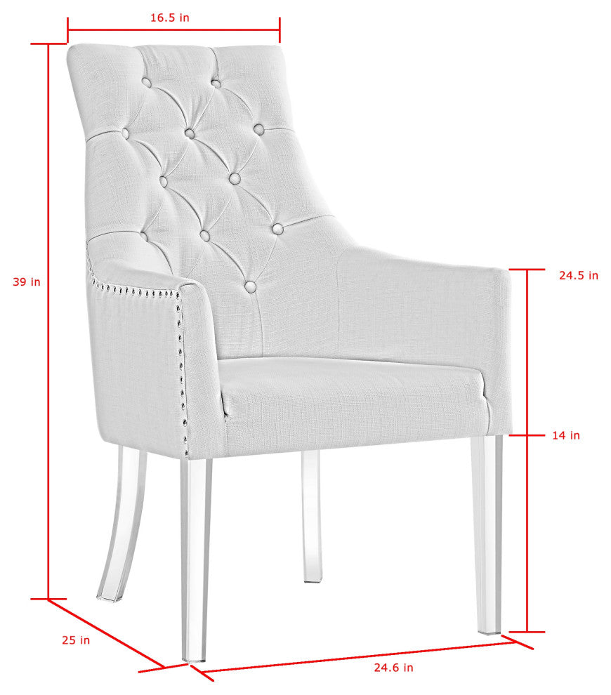 Naomi Acrylic Leg Dining Chair, Armless, Set of 2, Gray, Leather PU