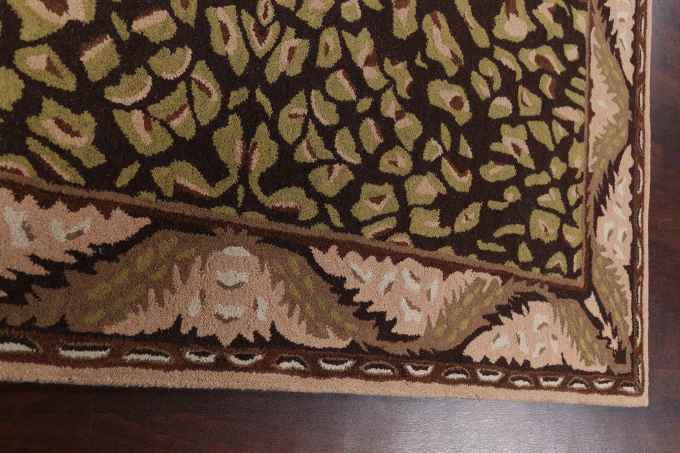 Floral Brown Oriental Area Rug Wool Hand-tufted Bedroom Carpet 5x8