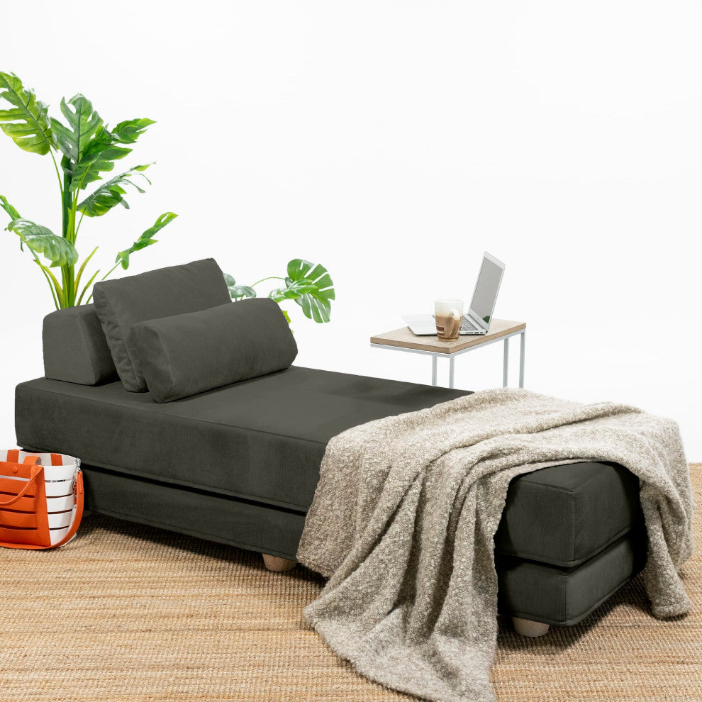 Jaxx Balshan Chaise Lounge Daybed, Charcoal