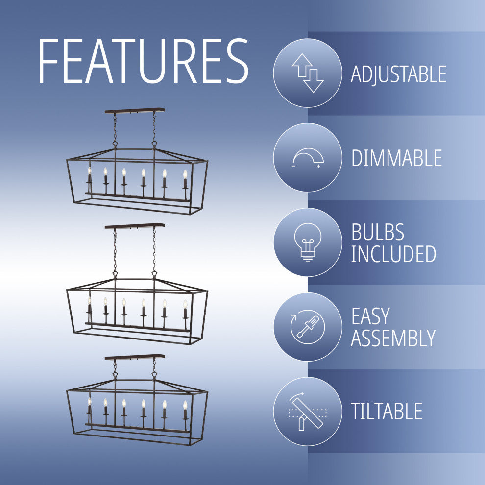 Pagoda Lantern Metal LED Pendant, Oil Rubbed Bronze, Width: 49"