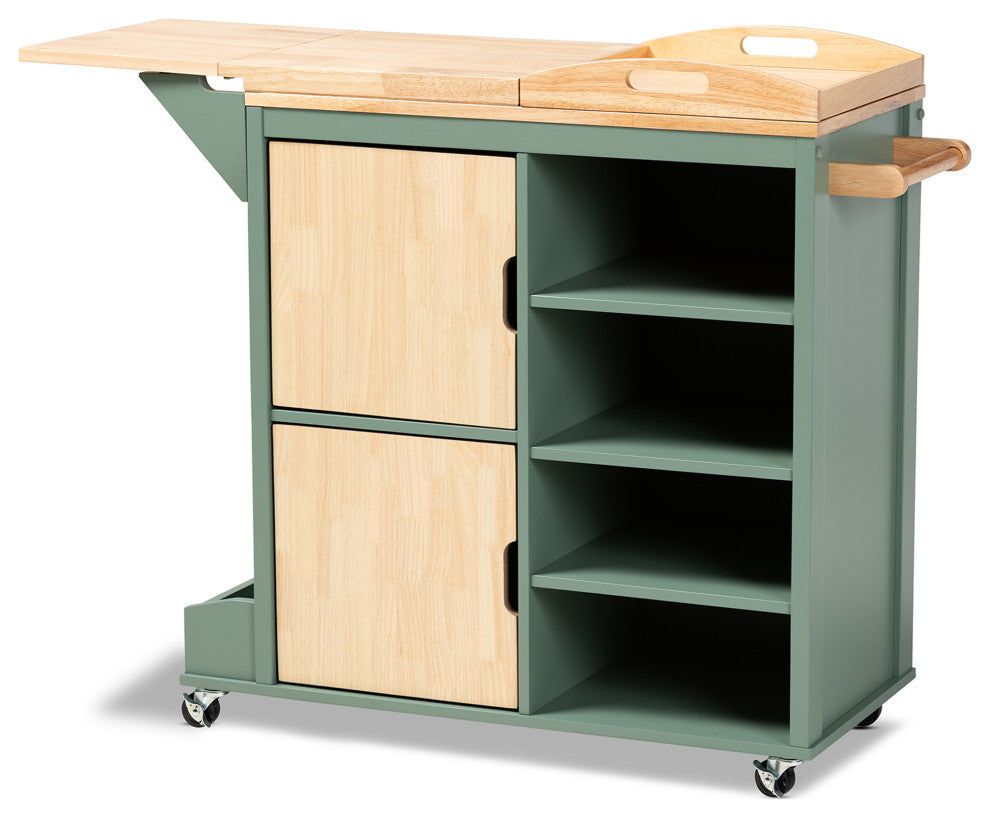 Niccolo Coastal Green Kitchen Cart