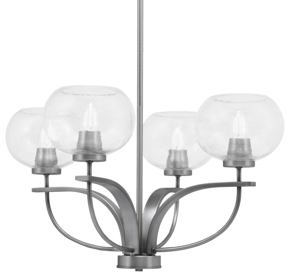 Cavella 4-Light Chandelier, Graphite, 7" Clear Bubble Glass