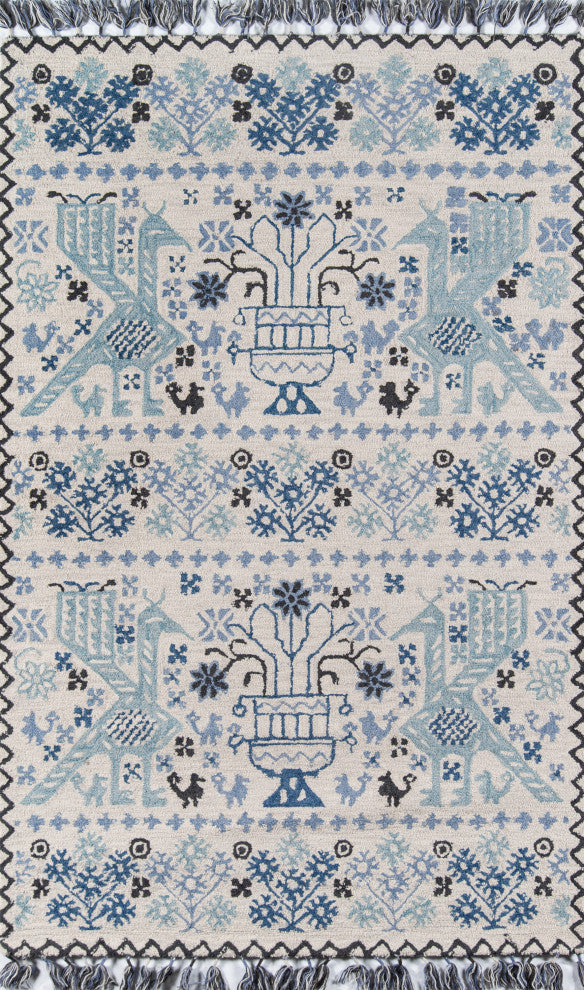 Momeni Tahoe Wool Hand Tufted Blue Area Rug, 7'6"x9'6"