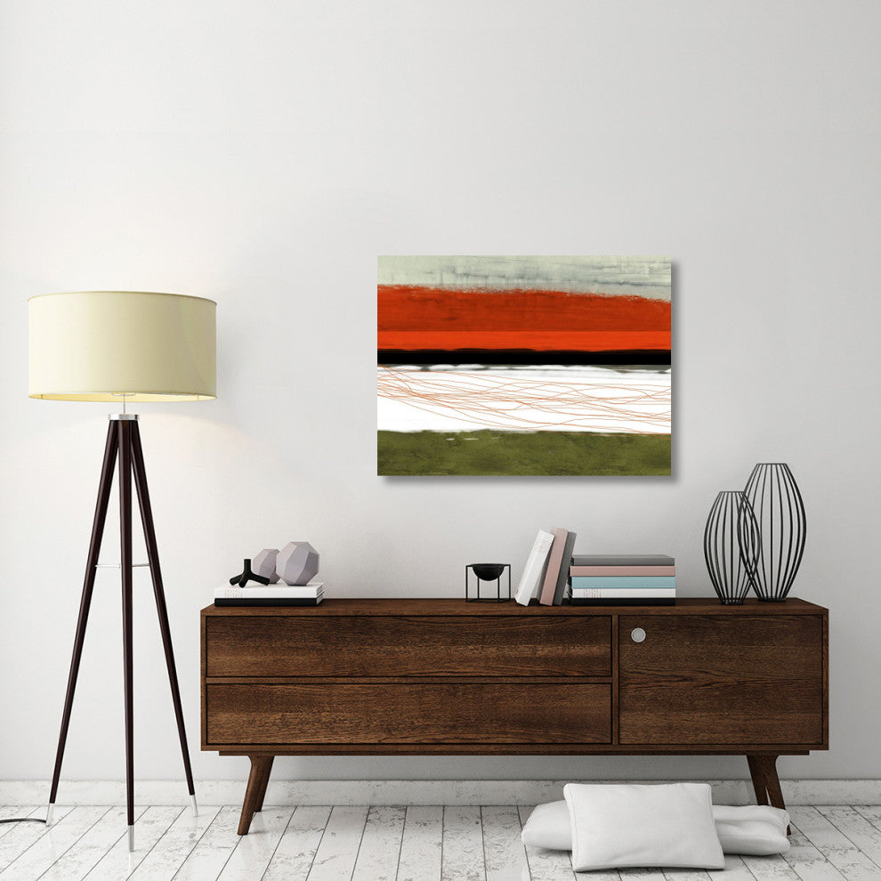 "Abstract Stripe Theme Orange And Black" Fine Art Print
