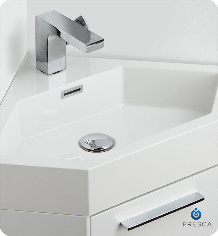 Fresca Coda 14" White Modern Corner Bathroom Vanity