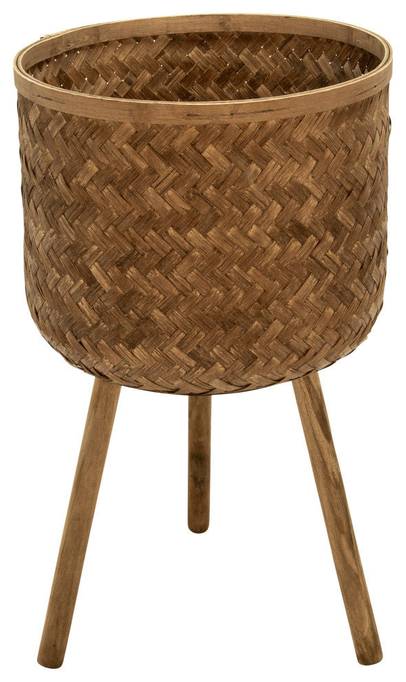 3-Piece Set Bamboo Planters Brown
