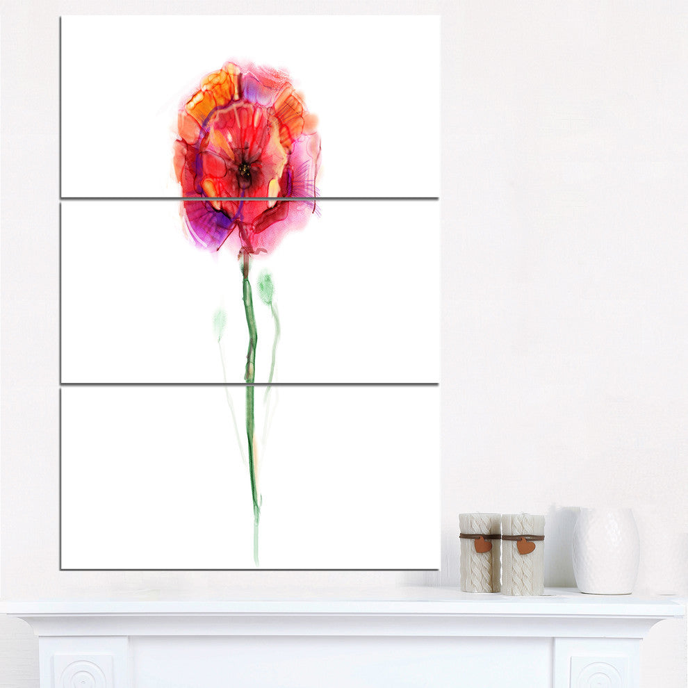"Isolated Poppy Flower in Full Bloom" Metal Wall Art, 3 Panels, 28"x36"
