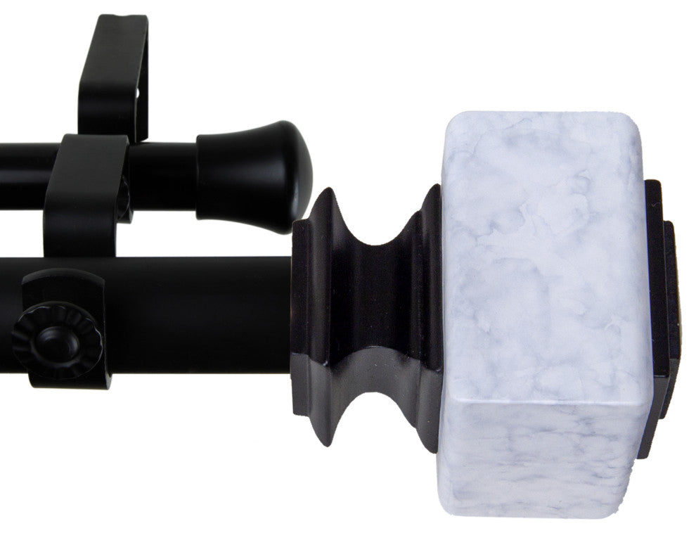 Aubree 1" Diameter Double Curtain Rod, Black, 120-170"