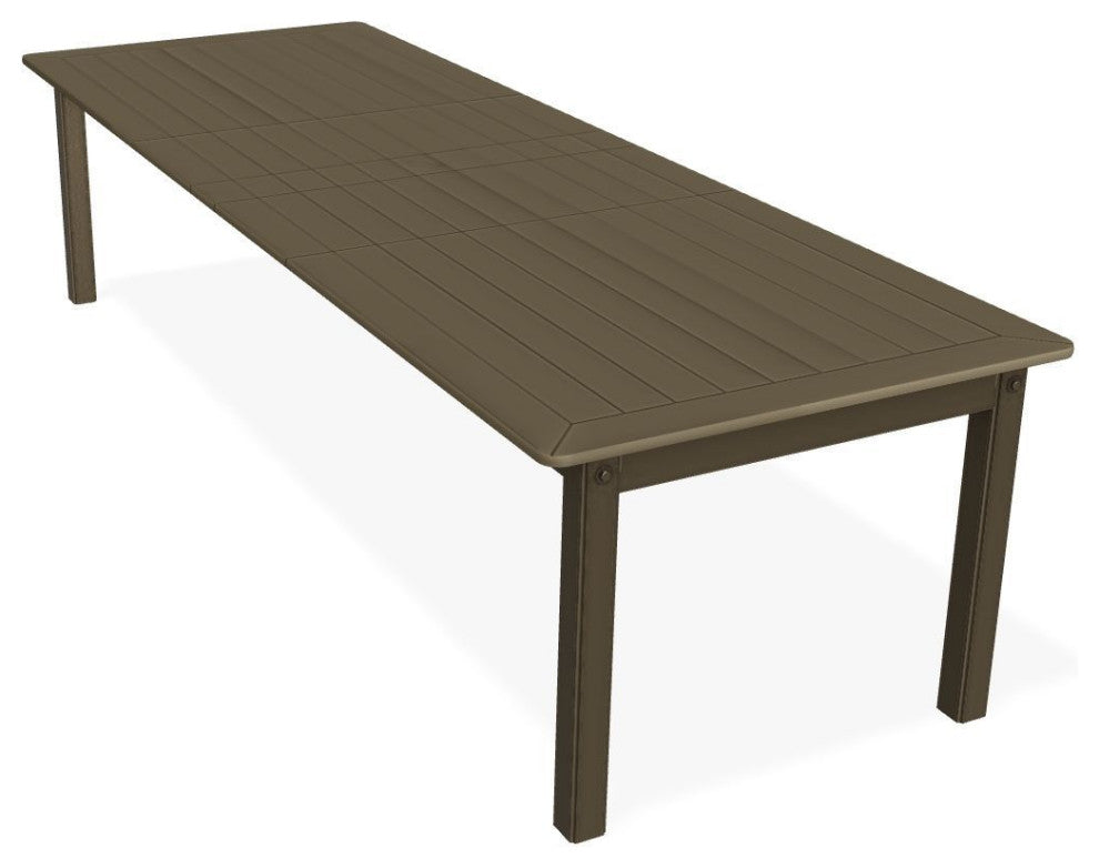 42" x 120" Extendable Outdoor Dining Table with Umbrella Hole, Beachwood