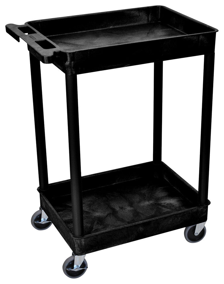 Luxor 2-Shelf Black Tub Cart