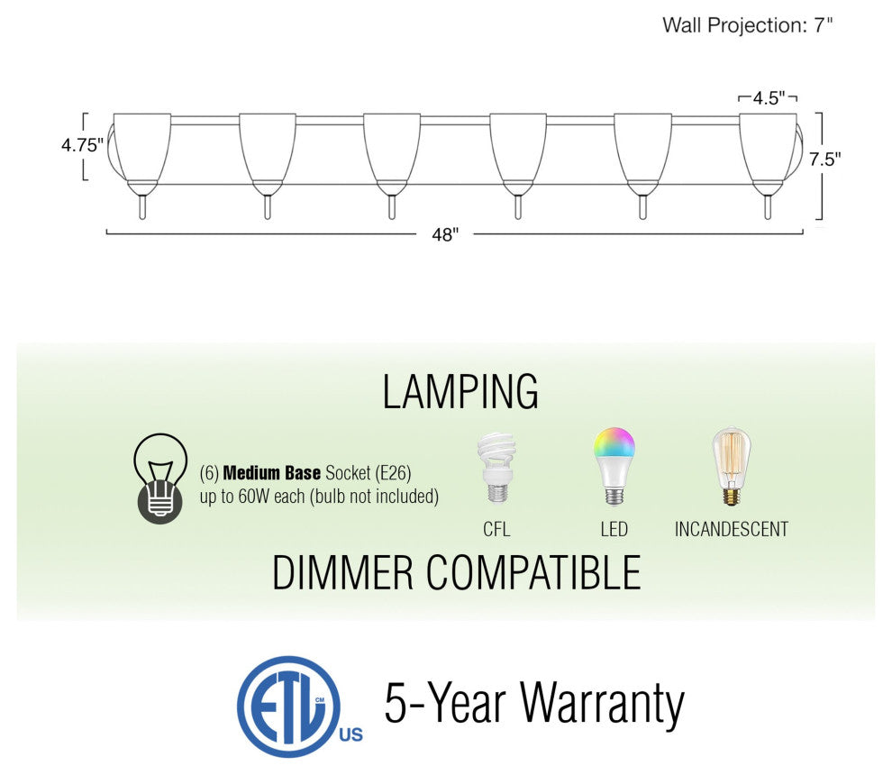 Kira Home Armada 49" Over Mirror / Bathroom Light, Frosted Glass Shades, Curved