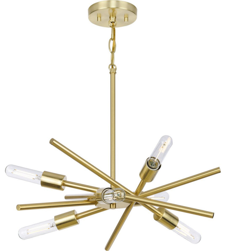 Astra Collection Six-Light 22" Satin Brass Modern Chandelier