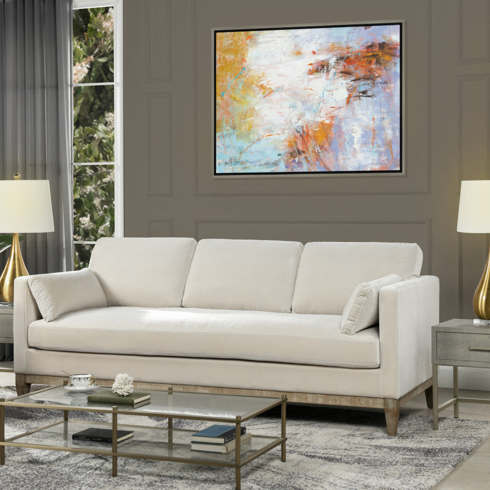 Knox 84" Modern Farmhouse Sofa, French Beige Performance Velvet