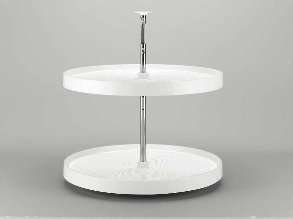 Polymer Full Circle 2-Shelf Lazy Susan for Corner Base Cabinets, White, 28"W