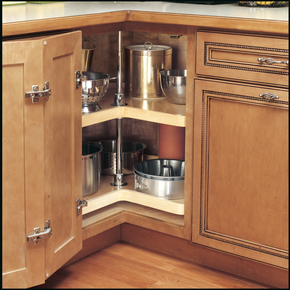 Wood Kidney 2-Shelf Lazy Susans for Corner Base Cabinets, 32"