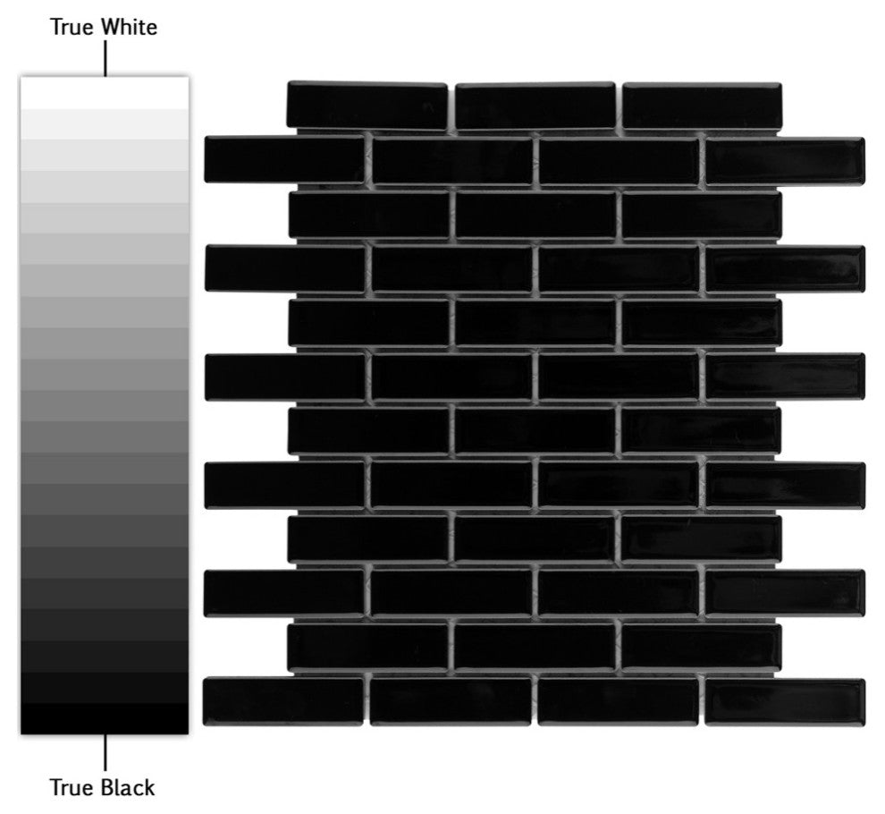 Metro Brick Subway Glossy Black Porcelain Floor and Wall Tile