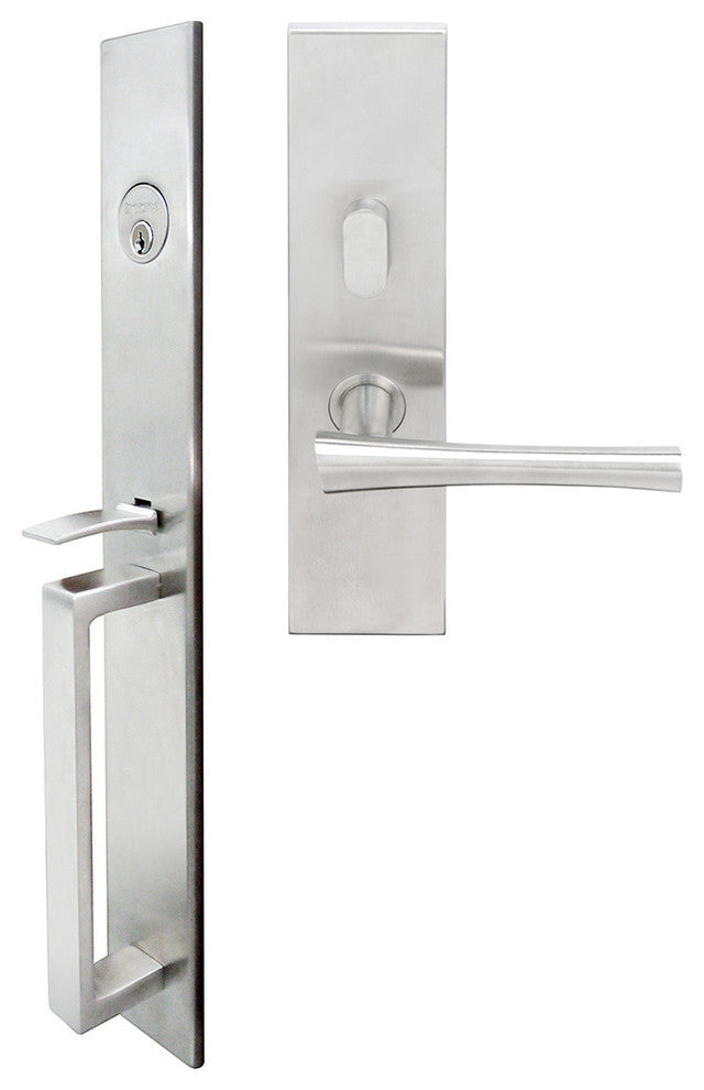 Champagne Lever, Mortise Entry Handleset, Left Hand, Satin Stainless Steel