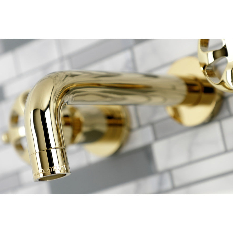 KS8122RX Belknap Two-Handle Wall Mount Bathroom Faucet, Polished Brass