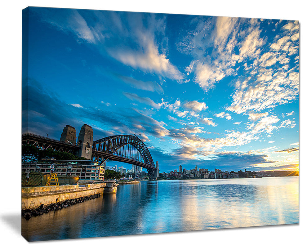 "Sunrise From Sydney Harbor Bridge" Seashore Canvas Print, 40"x30"