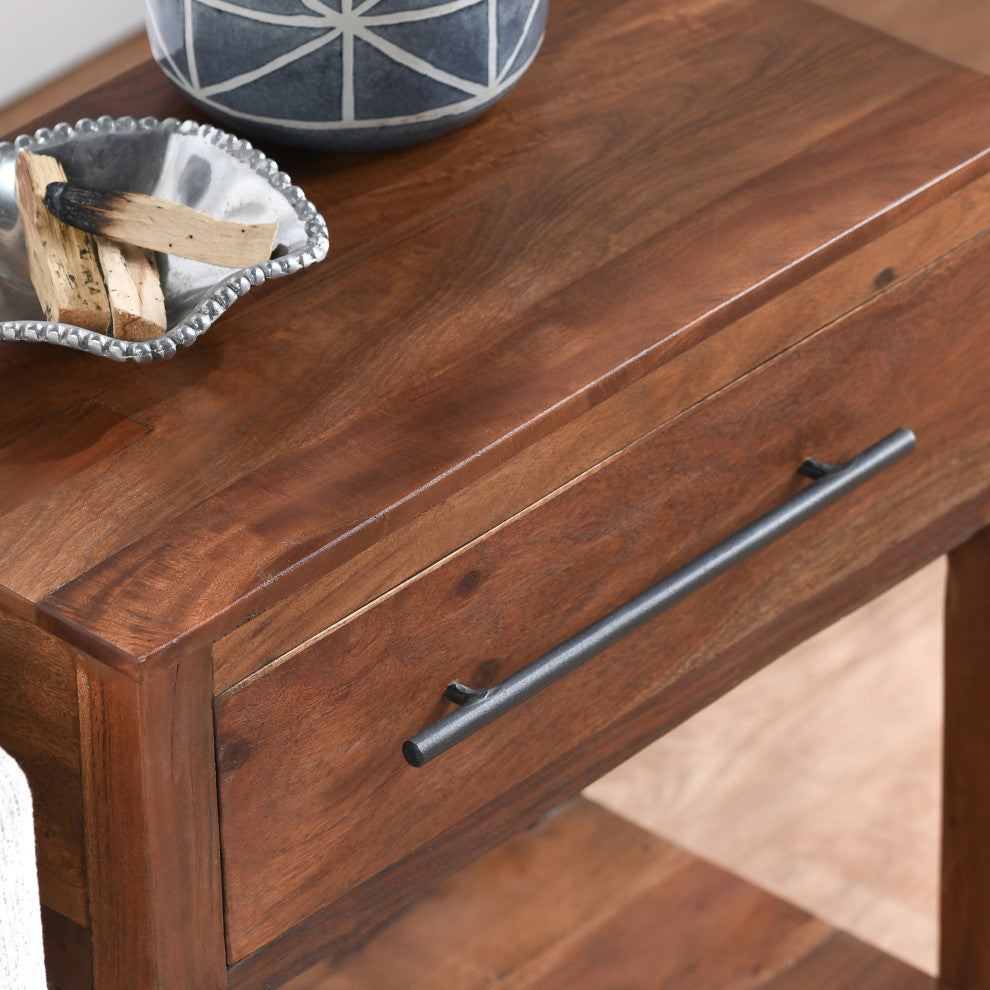 Wren One-Drawer End Table, Natural Brown